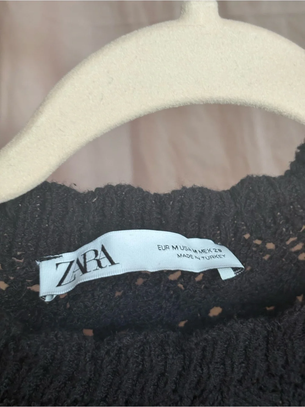 Zara Black Open-Knit Tie-Waist Sweater